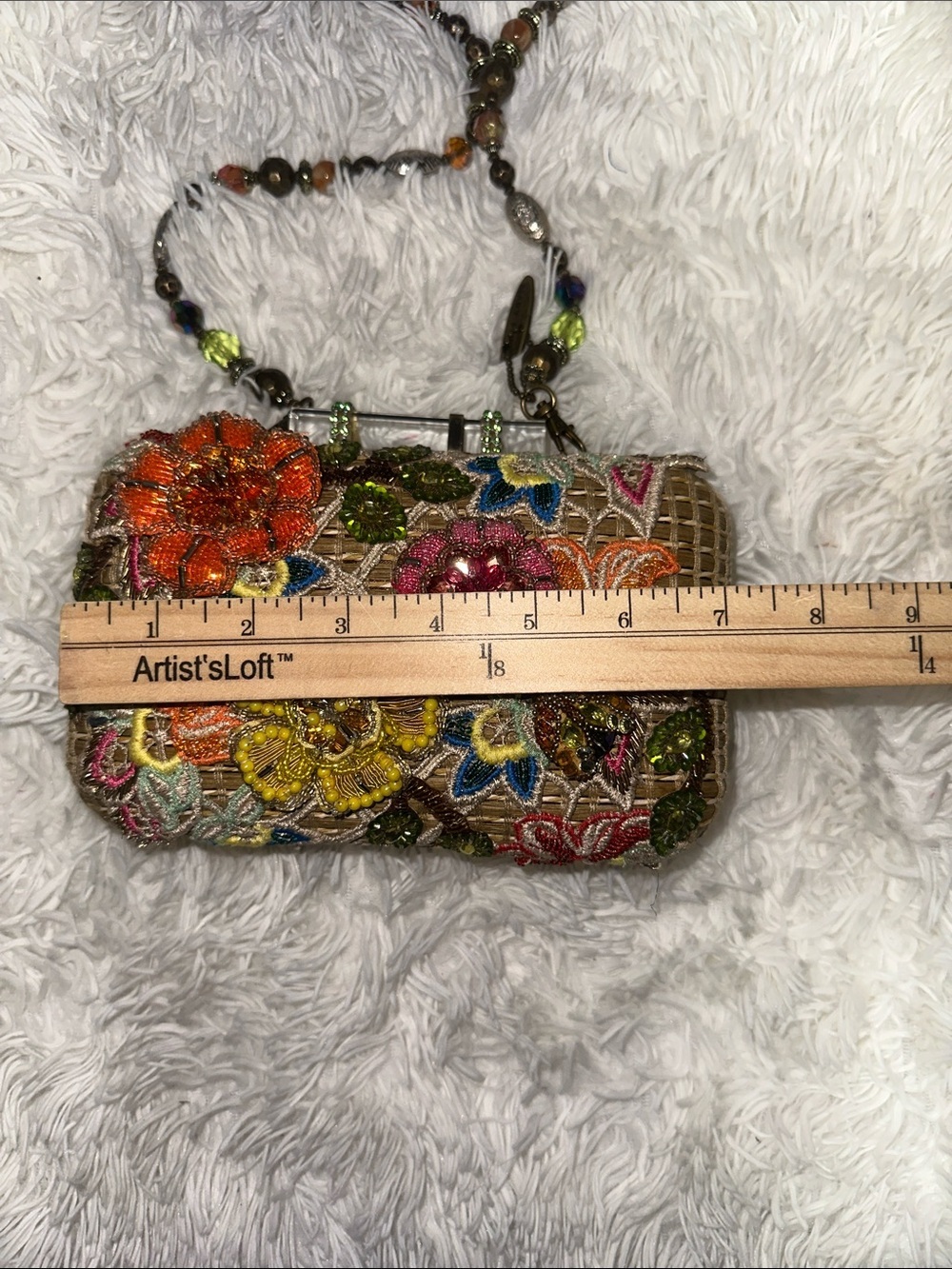 Mary Frances Multicolor Floral Beaded Box Clutch with Beaded Strap - Picture 8 of 14